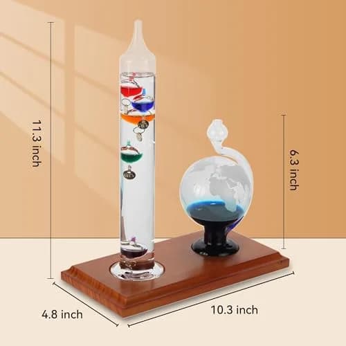 Lily's Home Galileo Thermometer with Glass Globe Barometer 9 in x 12 in | Classic Scientific Decor thumbnail 5