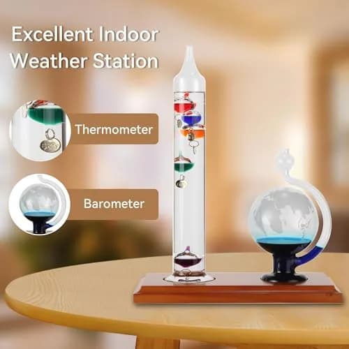Lily's Home Galileo Thermometer with Glass Globe Barometer 9 in x 12 in | Classic Scientific Decor thumbnail 2