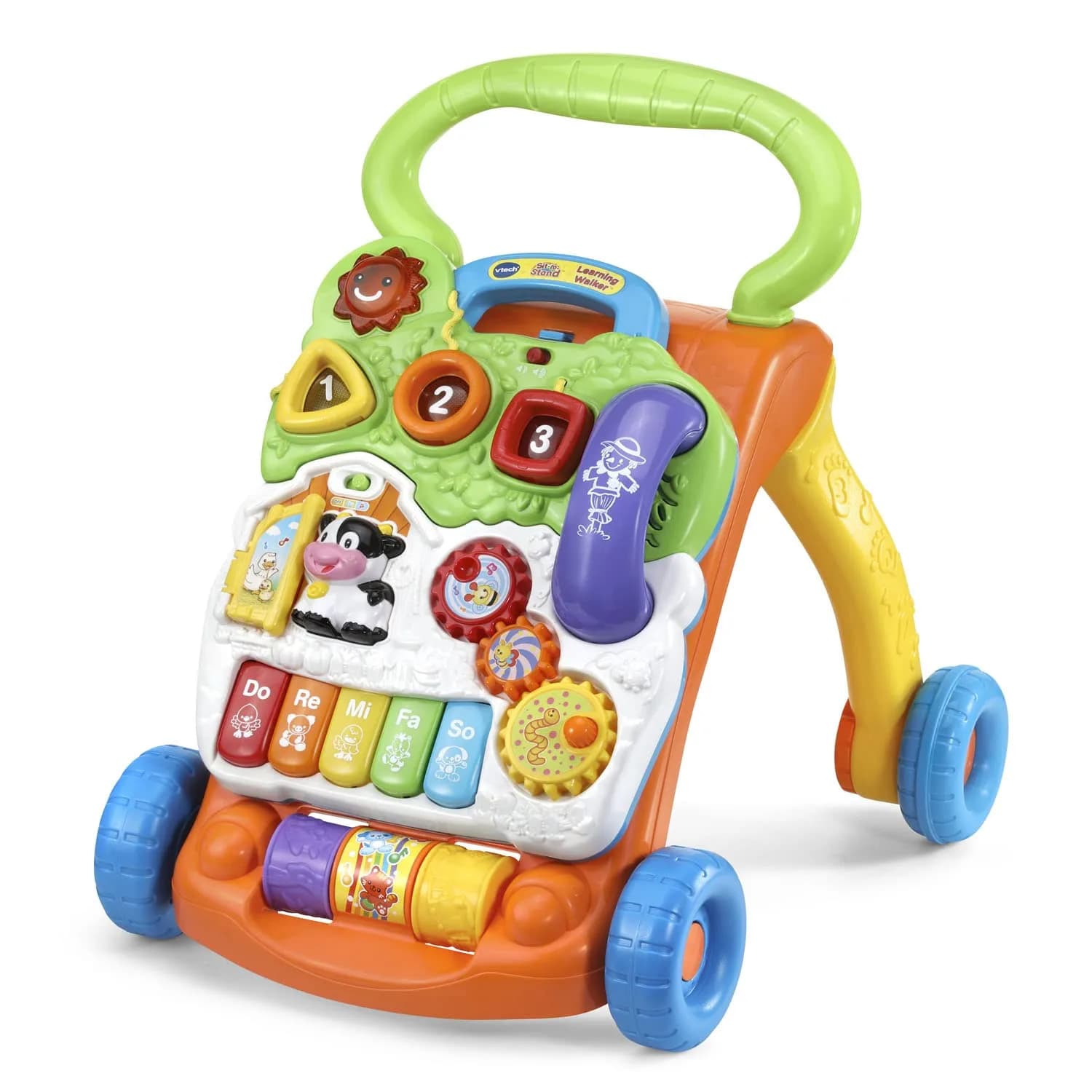 VTech Sit-to-Stand Learning Walker | Activity Walker with Detachable Toy Panel, Piano Keys, and Speed Control — Orange