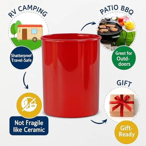Reston Lloyd Calypso Basics Plastic Utensil Holder, Red | Brighten Kitchen & Organize Utensils thumbnail 3