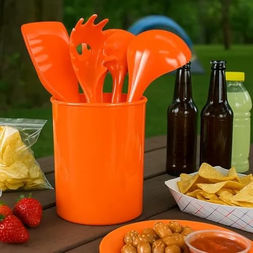 Reston Lloyd Calypso Basics Plastic Utensil Holder, Orange | Brightens Kitchen & Adds Storage thumbnail 4
