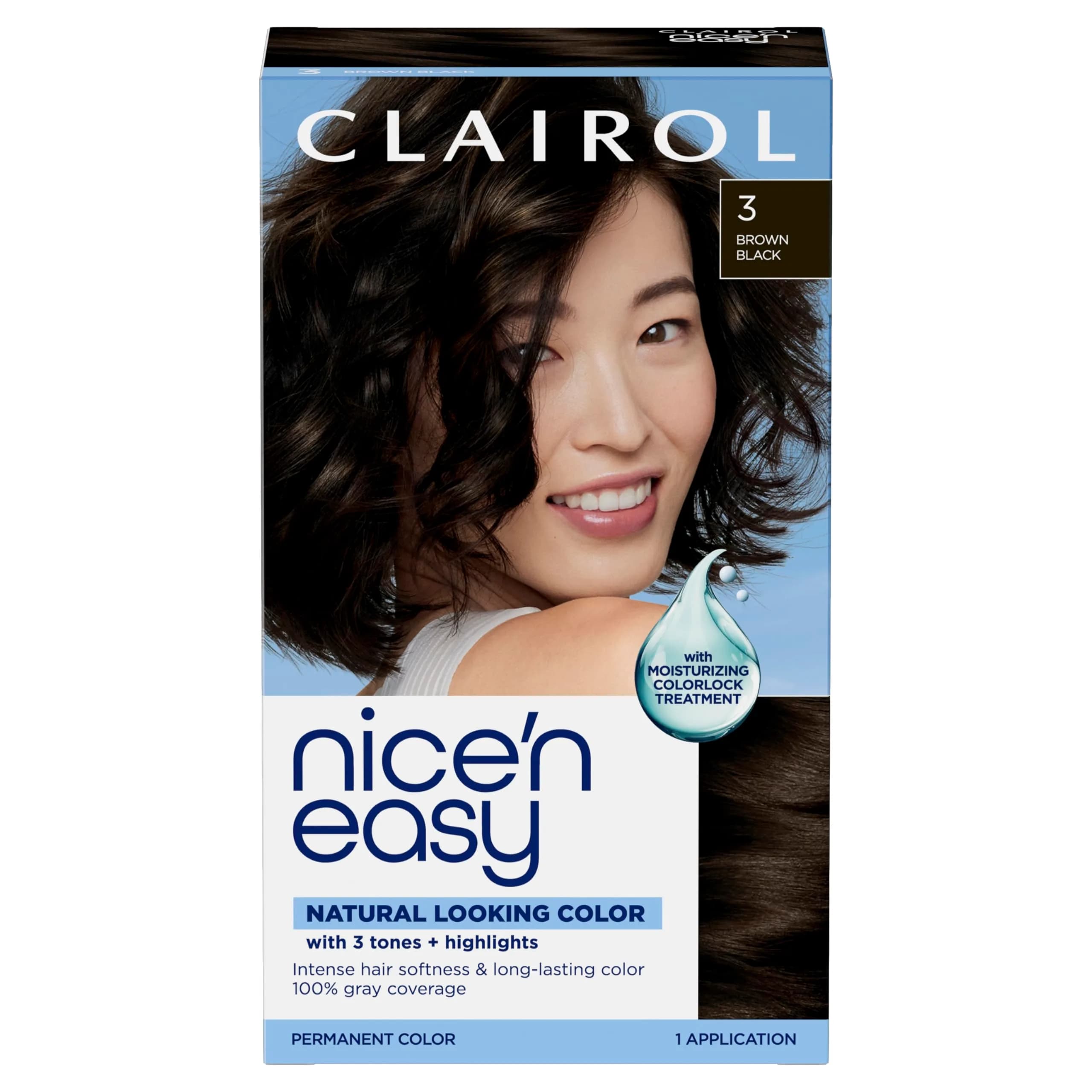 Clairol Nice'n Easy Permanent Hair Dye 3 Brown Black, 6.26 Fl Oz (Pack of 1) | 100% Gray Coverage - main product image