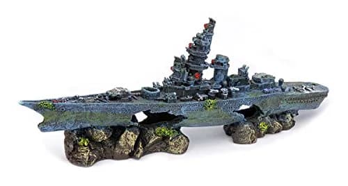 Penn-Plax Deco-Replicas Sunken Battleship Aquarium Decoration – Safe for Freshwater and Saltwater Fish Tanks – Medium thumbnail 1