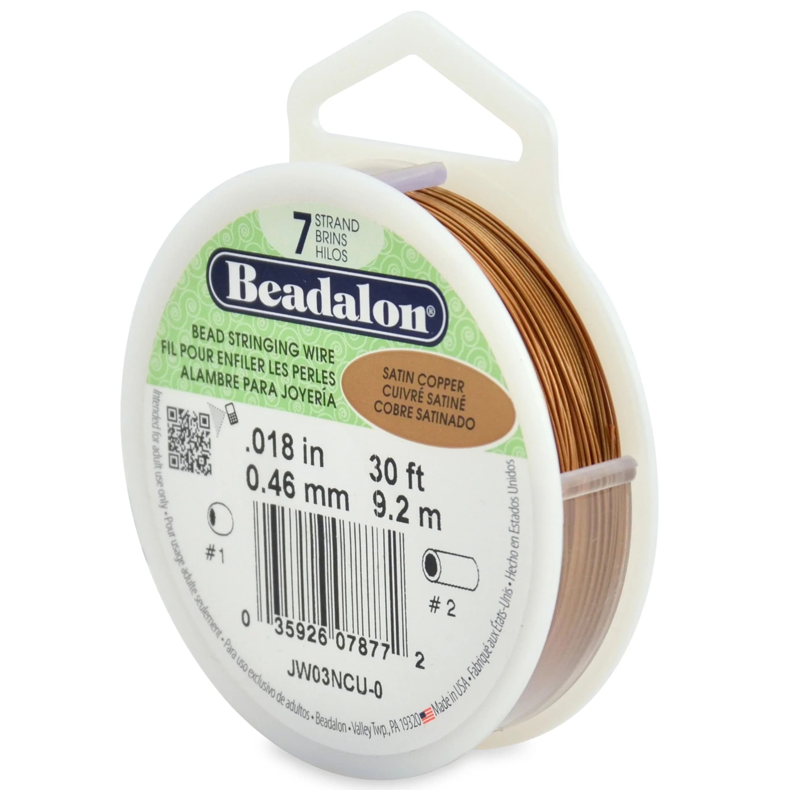 Beadalon 7-Strand Stainless Steel Beading Wire, 0.46 mm (0.018 in) - Copper - main product image
