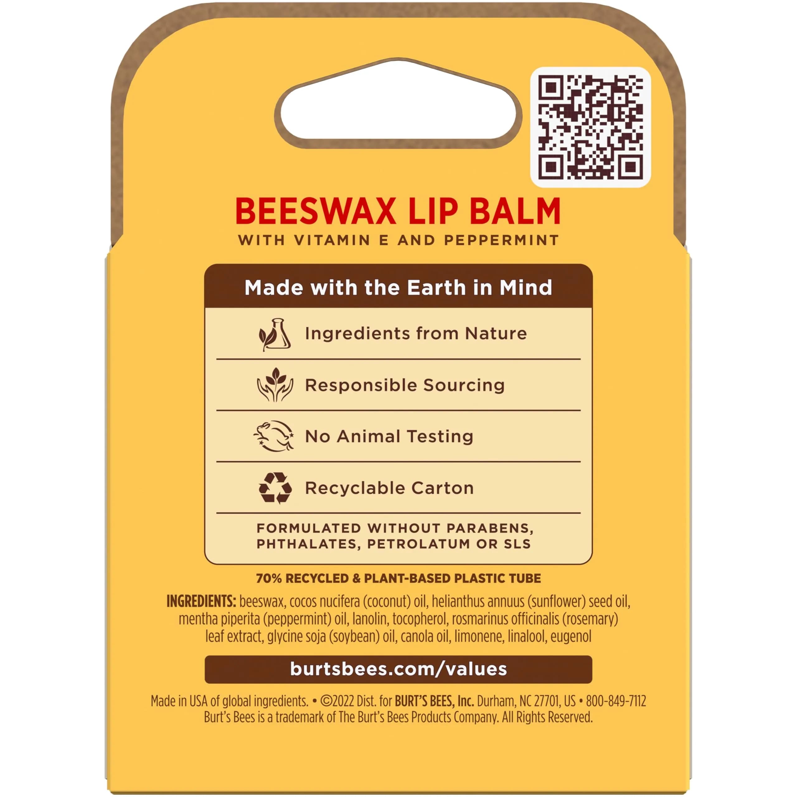 Burt's Bees Beeswax Natural Moisturizing Lip Balm 4 Count Pack | Superfruit Flavors - view 8