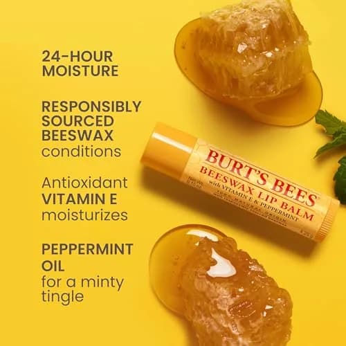 Burt's Bees Original Beeswax Lip Balm 4-Pack | Natural Moisturizing Lip Care thumbnail 2