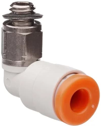 SMC 1/4 Inch Tube OD Male Elbow Series KQ2, Brass Nickel Plated, 90° | Push-to-Connect Fitting for Pneumatics (70-120 chars) thumbnail 1