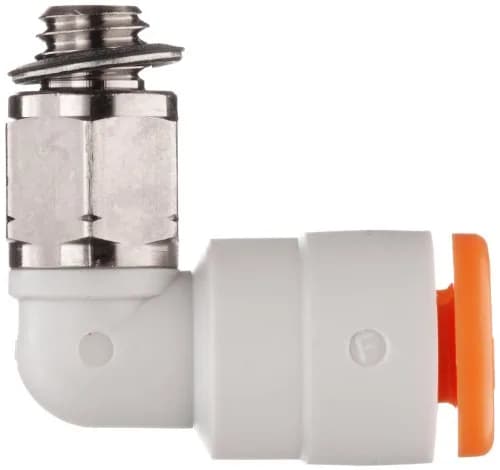 SMC 1/4 Inch Tube OD Male Elbow Series KQ2, Brass Nickel Plated, 90° | Push-to-Connect Fitting for Pneumatics (70-120 chars) thumbnail 2