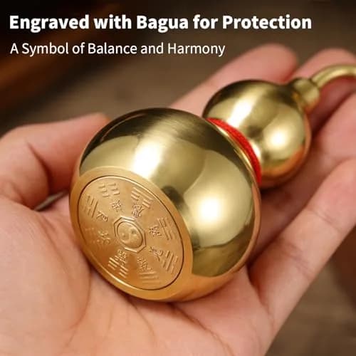 EDOBLUE Feng Shui Brass Wu Lou Gourd 4" | Good luck & longevity talisman for home & office thumbnail 4