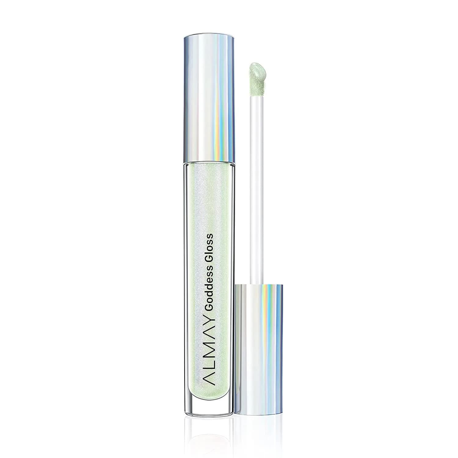 Almay Lip Gloss, Non-Sticky Lip Makeup, Holographic Glitter Finish, Hypoallergenic, 200 Angelic, 0.9 Oz | High-Glossy Sheer Lip Shine — 100 Halo