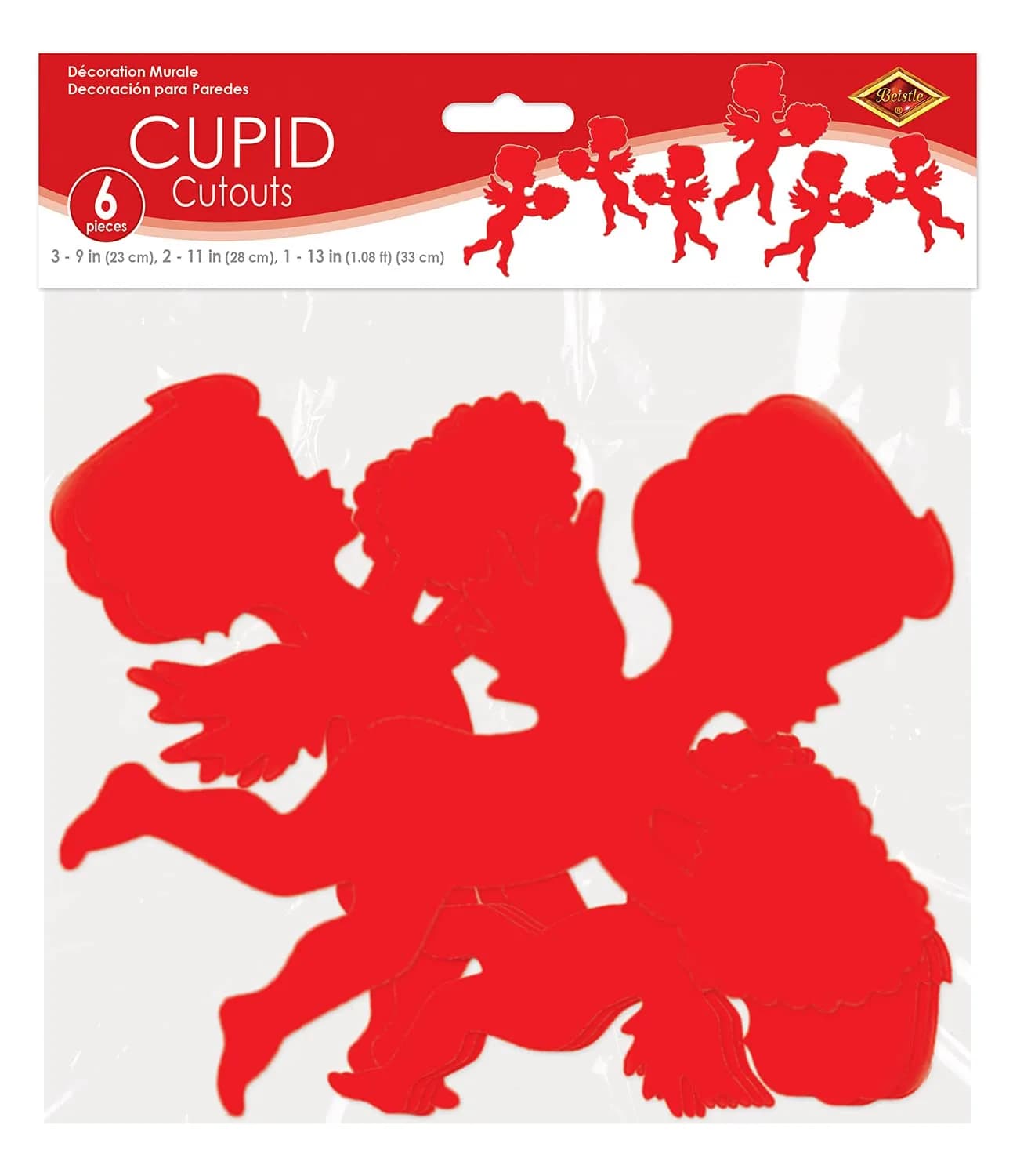 Beistle Red Cupid Paper Assorted Silhouettes Decor 6pc | Valentine's Day Party Cutouts - view 5