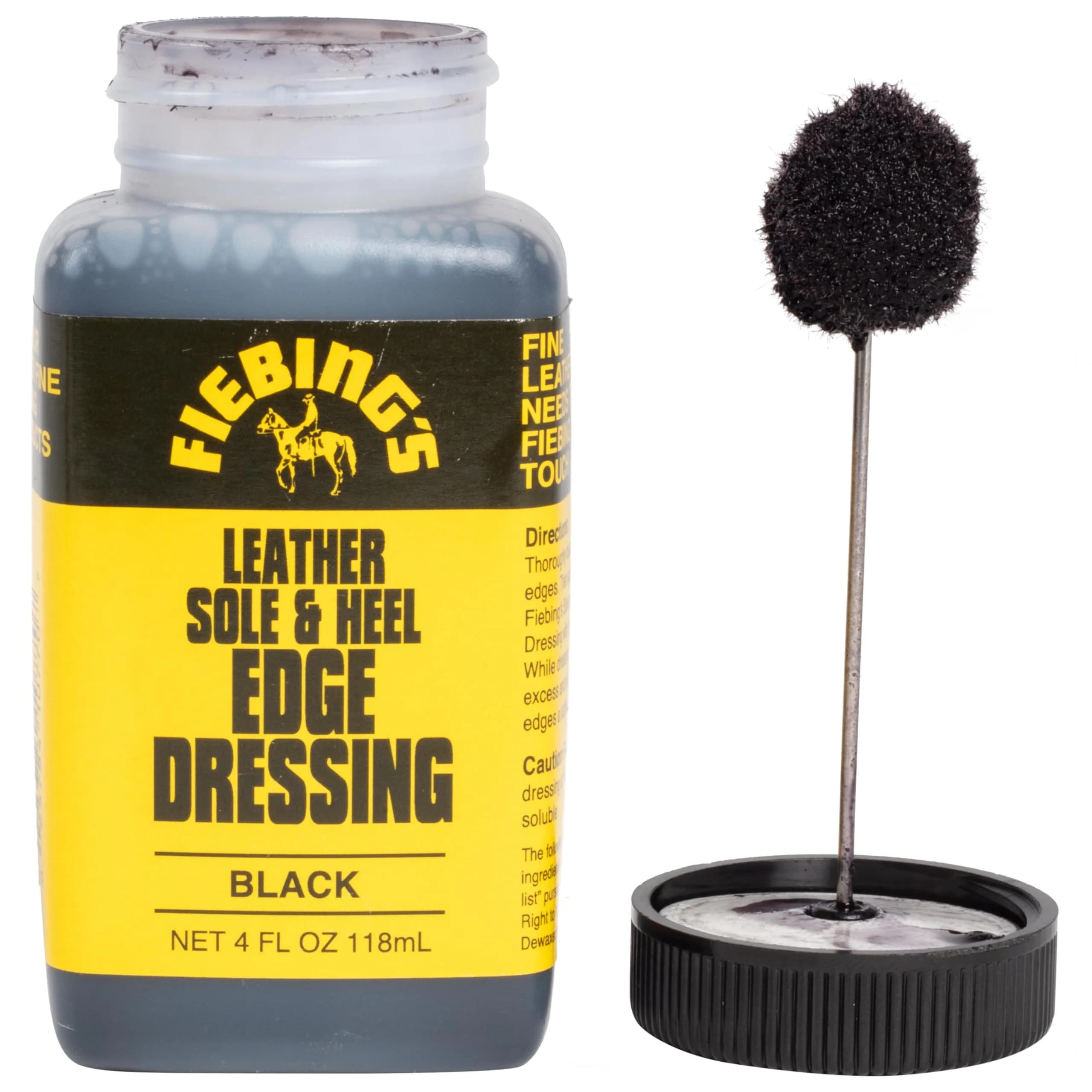 Fiebing's Leather Sole & Heel Black Edge Dressing (4 oz) | High Gloss Shoe Care for Leather Soles & Heels