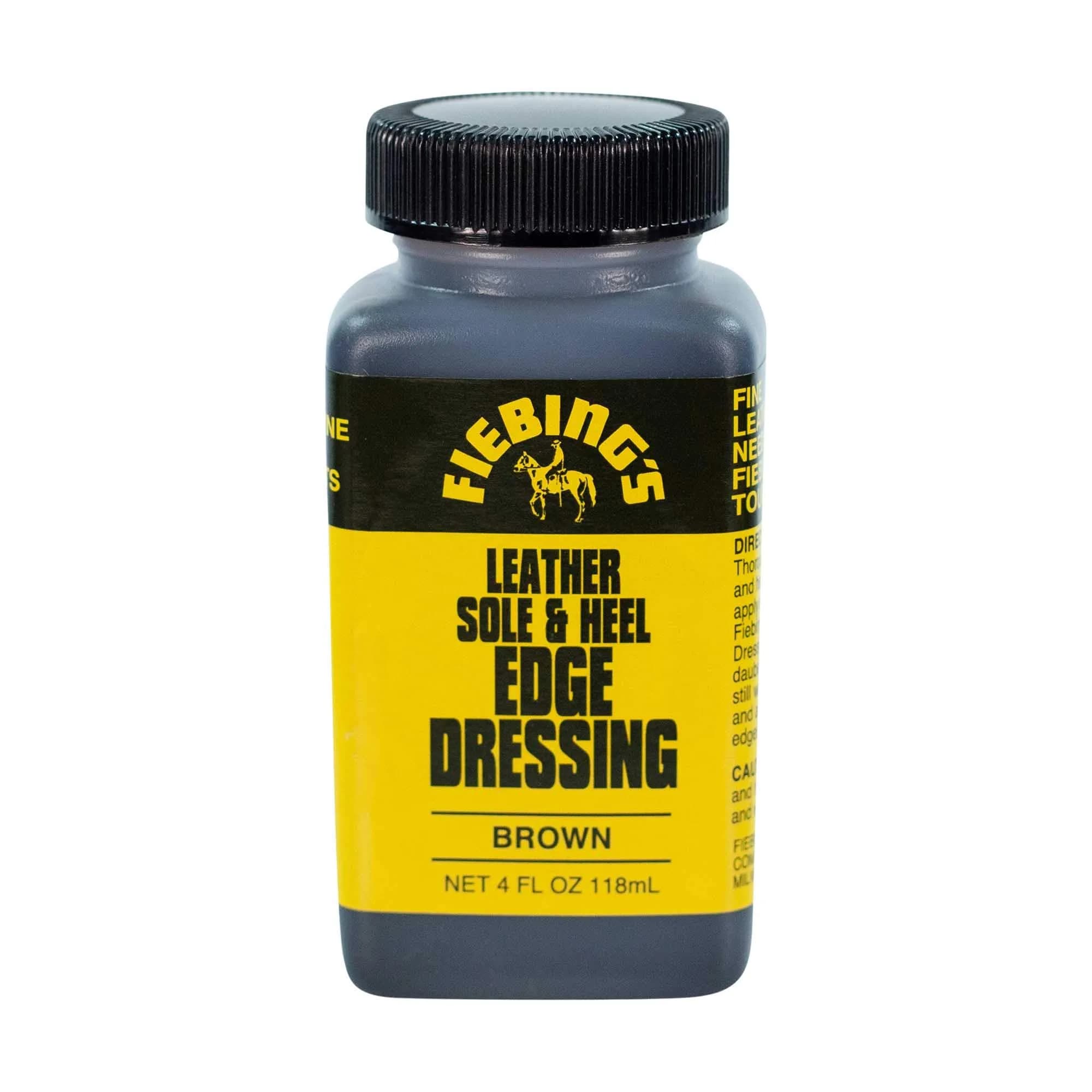 Fiebing's Leather Sole & Heel Brown Edge Dressing 118ml (4 oz) | High Gloss Finish for Leather Soles & Heels