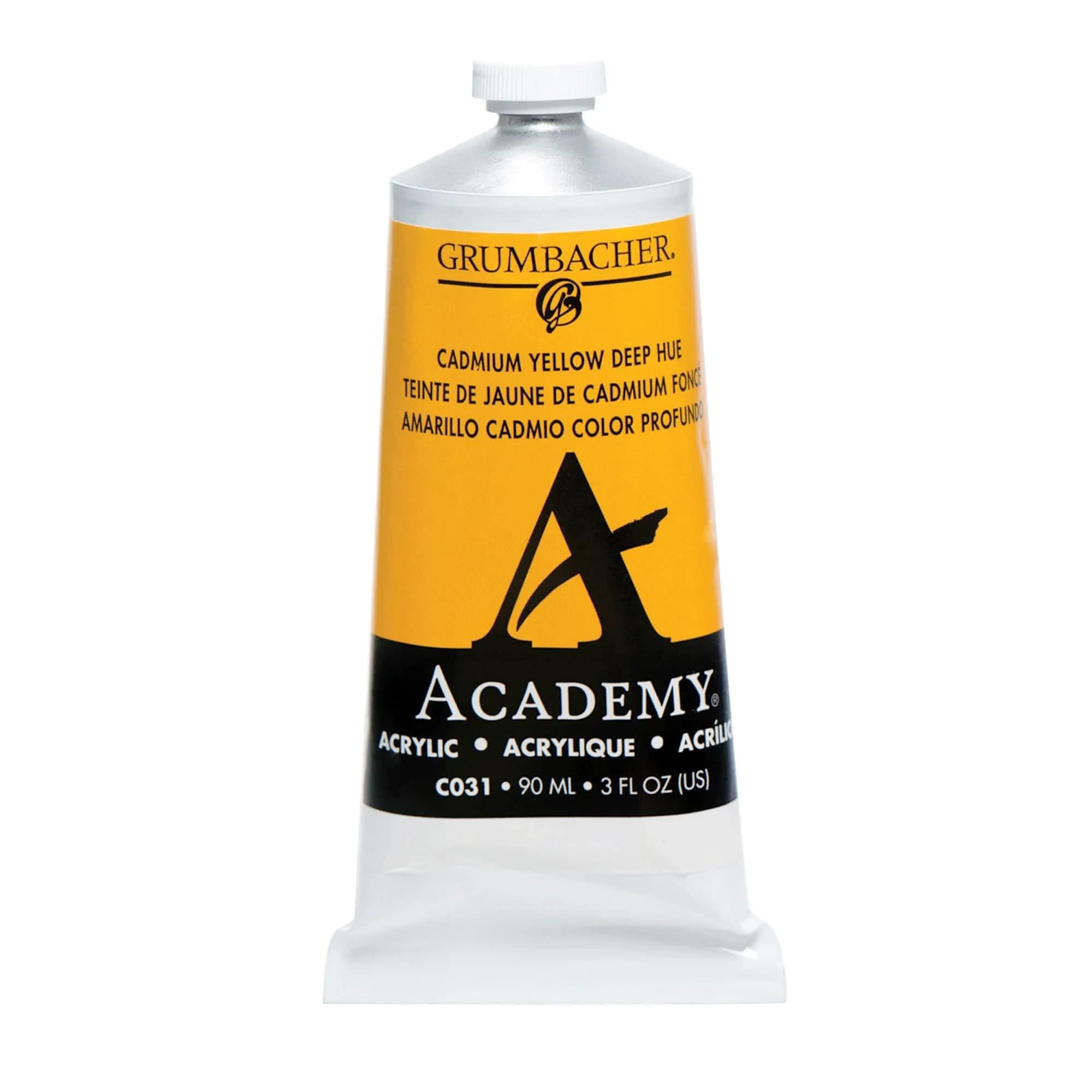 Grumbacher Academy Acrylic Paint Gloss Yellow Ochre Light Hue 90ml (3 Fl Oz) | ASTM Lightfast Rating 1-Excellent — Cadmium Yellow Deep