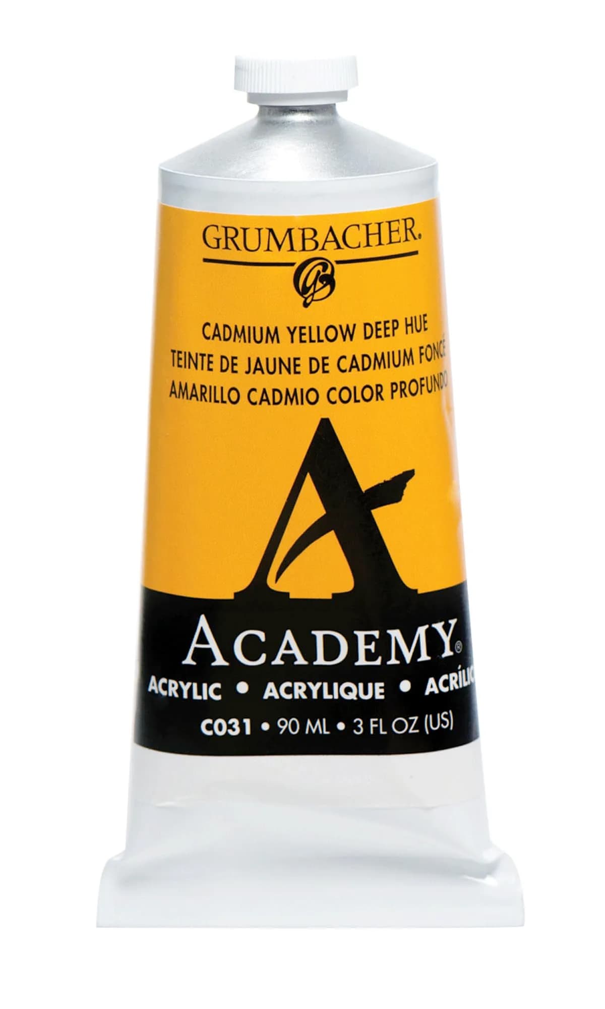 Grumbacher Academy Acrylic Cadmium Yellow Deep Hue 90ml (3 Fl Oz) | ASTM Lightfastness 1-Excellent - main product image