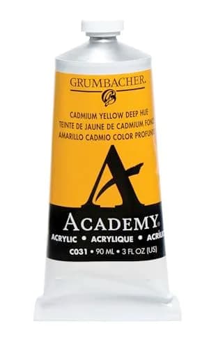 Grumbacher Academy Acrylic Cadmium Yellow Deep Hue 90ml (3 Fl Oz) | ASTM Lightfastness 1-Excellent thumbnail 1