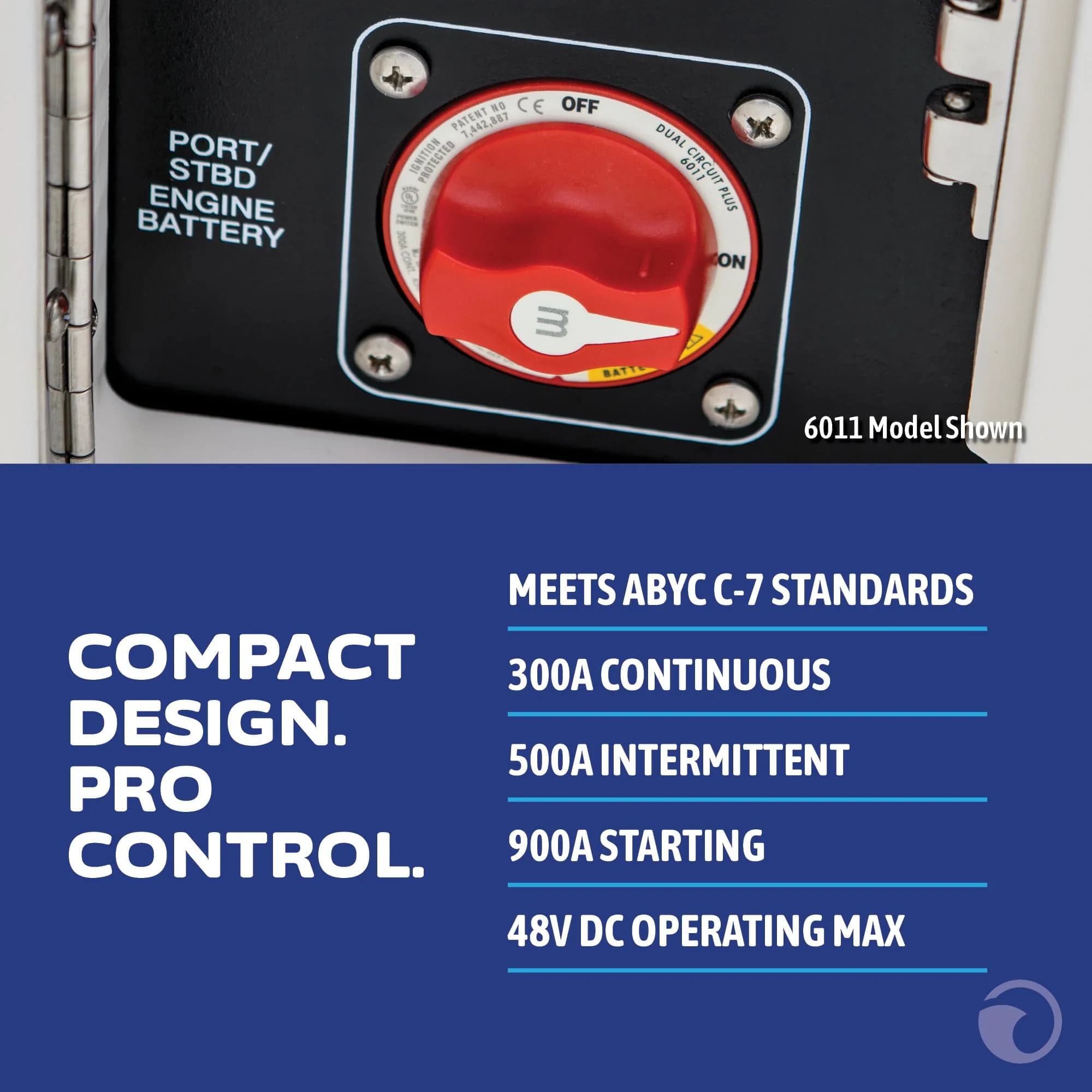 Blue Sea Systems m-Series ON/OFF Battery Switch with Knob | Ignition Protected, 300A Continuous - view 2
