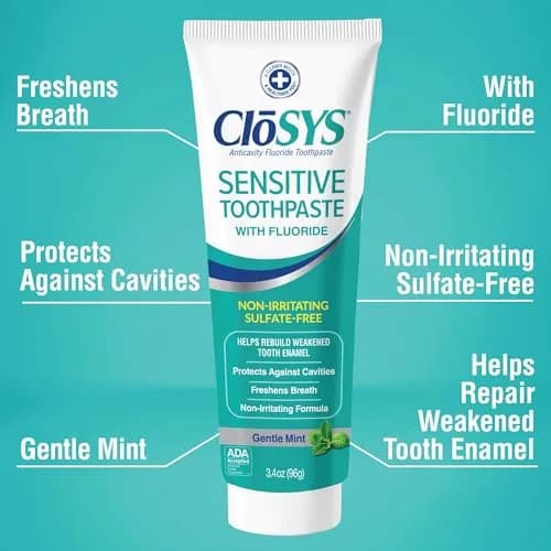 CloSYS Fluoride Toothpaste Gentle Mint Whitening 96.4g (3.4 oz) | ADA Accepted for Cavity Prevention thumbnail 2
