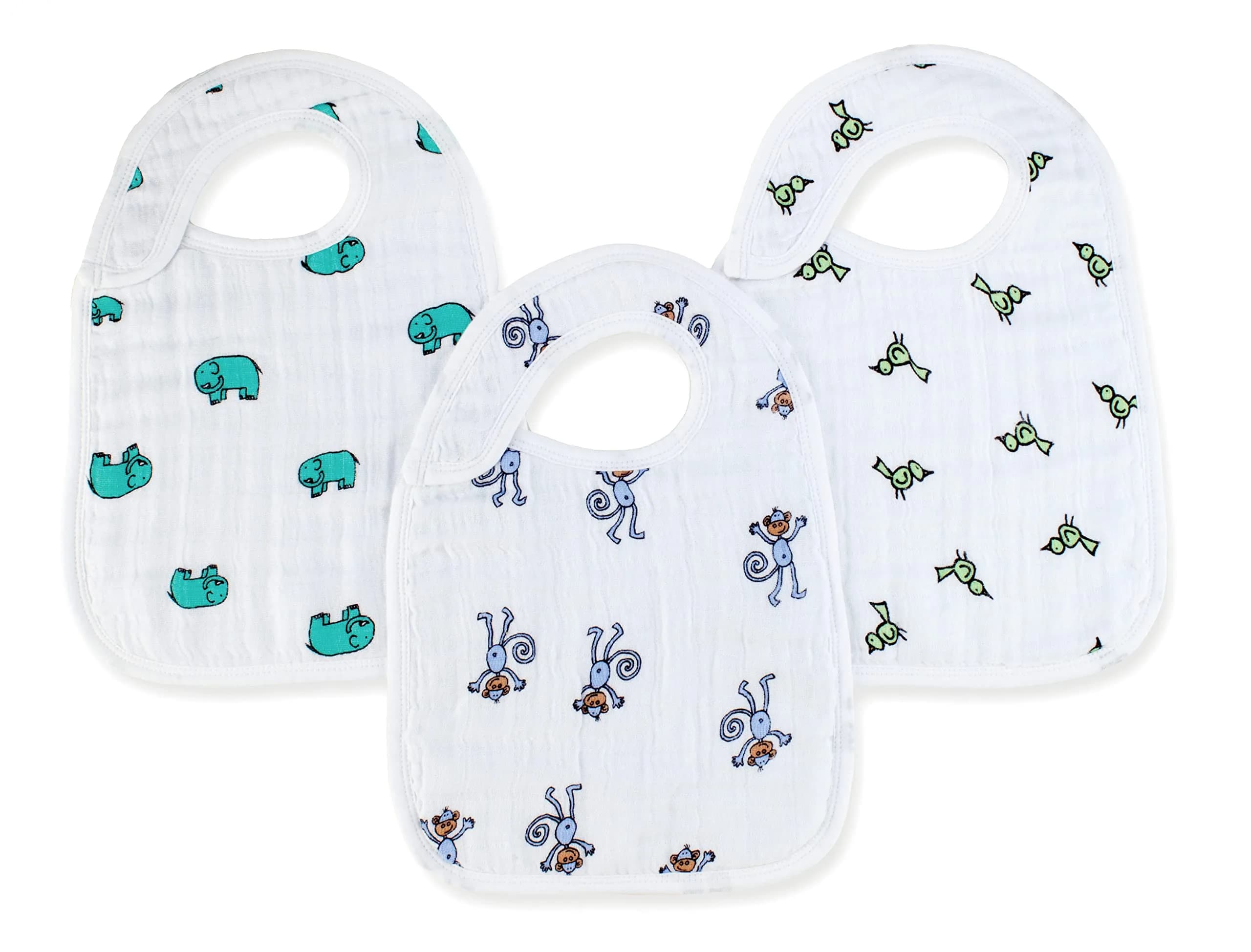 aden + anais Snap Bib 3 Pack 25cm x 32.5cm | Soft Cotton Muslin for Baby & Toddler
