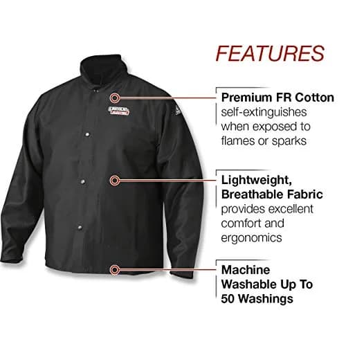 Lincoln Electric unisex adult Traditional FR Cloth Jacket, Black, 3X-Large US | Flame retardant safety wear thumbnail 2