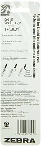 Zebra R-301 Stainless Steel Rollerball Pen Refill, Blue Ink, 2-Count | Ultra-smooth, durable refill for Zebra pens thumbnail 2