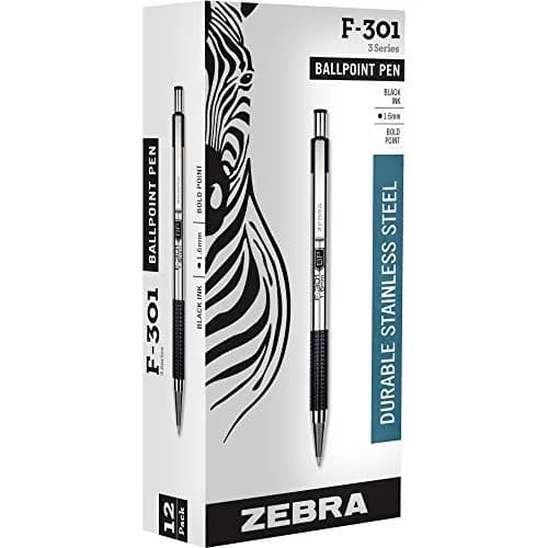 Zebra Pen F-301 Retractable Ballpoint Pen 1.6mm (12-Pack) | Smooth Ink Flow for Daily Writing thumbnail 1