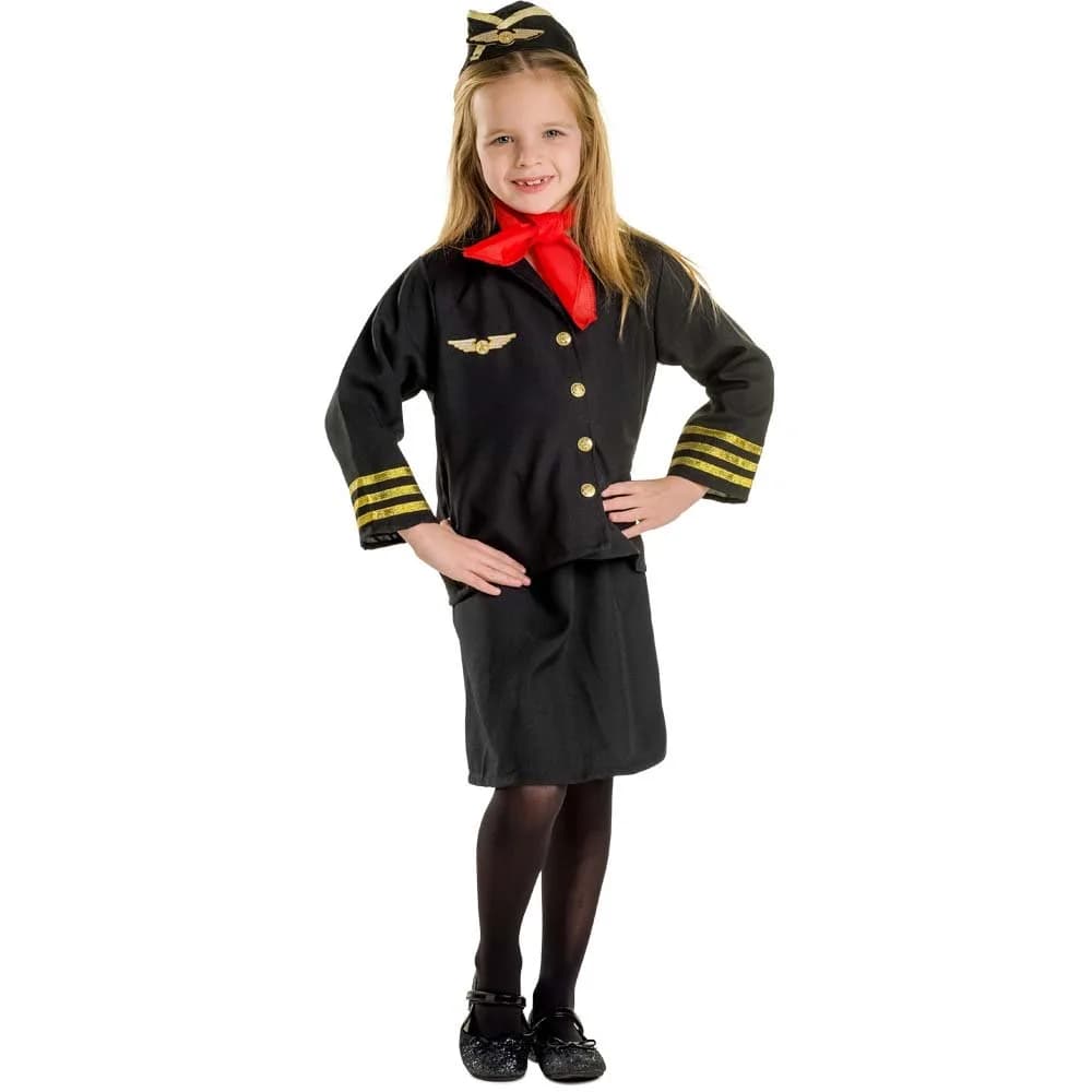 Dress Up America Flight Attendant Costume Set for Girls - Toddler 2 (Black) | Authentic Role-Play Outfit — Toddler 2