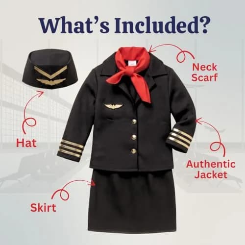 Dress Up America Flight Attendant Costume Set for Girls - Toddler 2 (Black) | Authentic Role-Play Outfit thumbnail 2