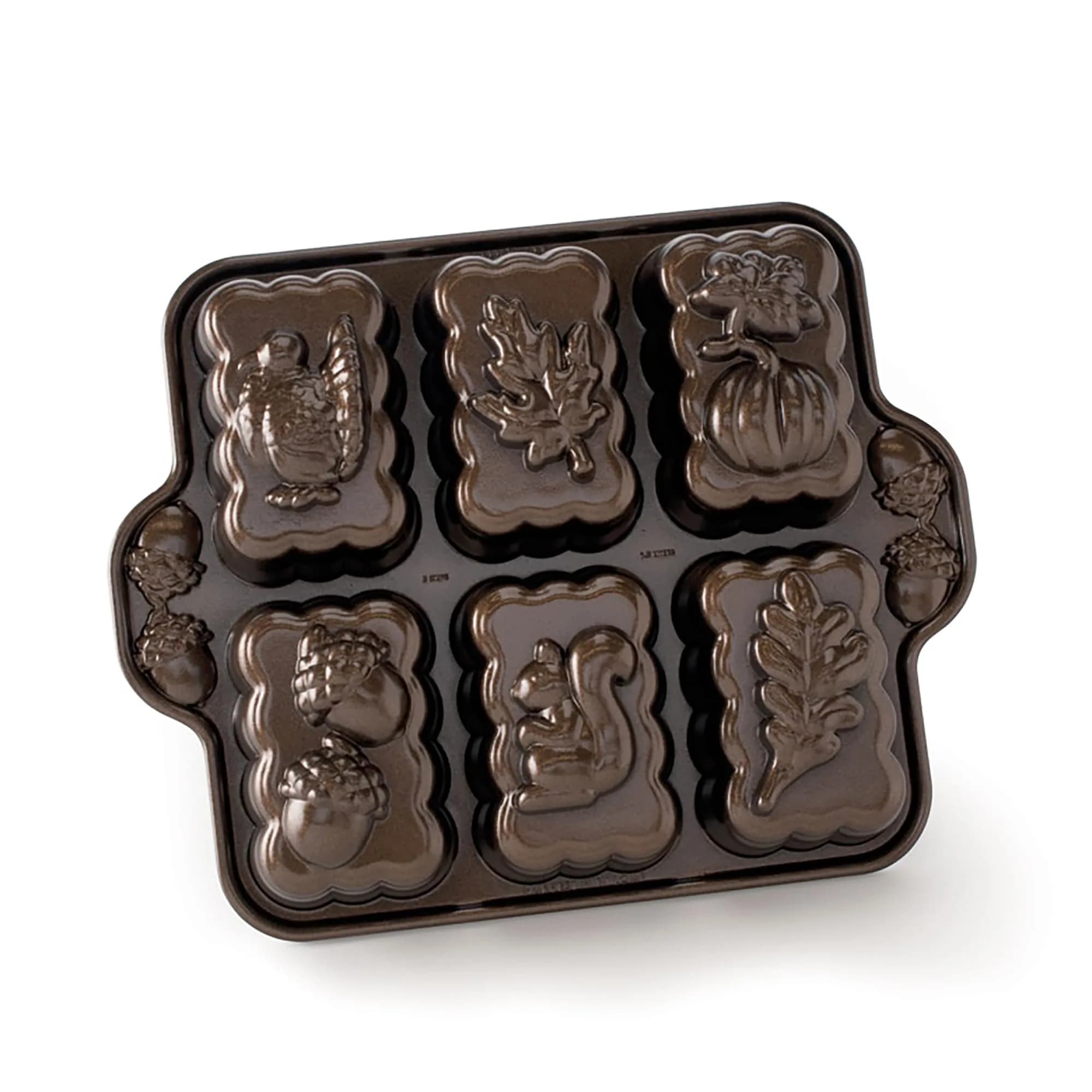 Nordic Ware Harvest Mini Loaf Pan, 5-Cup, Bronze | Cast Aluminum, Intricate Fall Designs, Oven Safe to 400°F