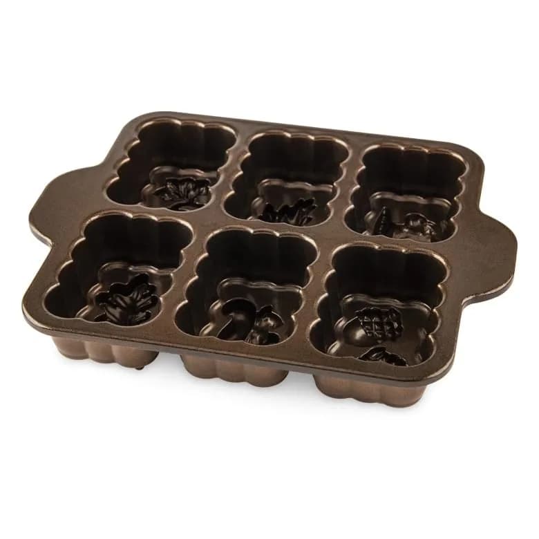 Nordic Ware Harvest Mini Loaf Pan, 5-Cup, Bronze | Cast Aluminum, Intricate Fall Designs, Oven Safe to 400°F thumbnail 8