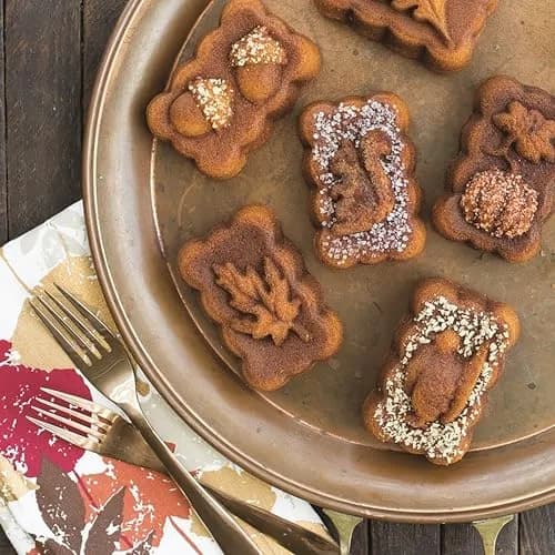 Nordic Ware Harvest Mini Loaf Pan, 5-Cup, Bronze | Cast Aluminum, Intricate Fall Designs, Oven Safe to 400°F thumbnail 2