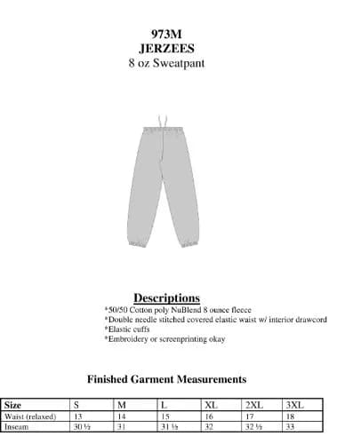 Jerzees 8 oz NuBlend Sweatpants 973 Royal Medium | Soft, Durable & Imported for India thumbnail 3