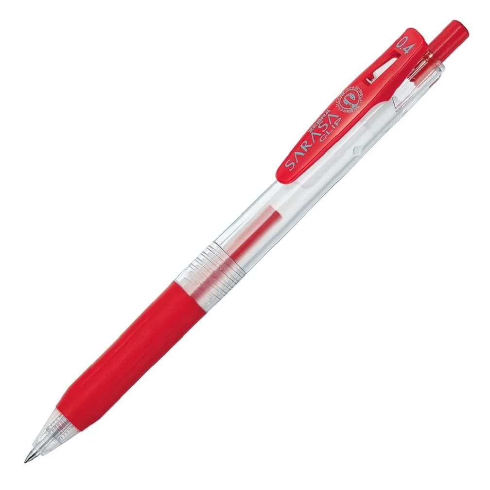 ゼブラ(ZEBRA) Sarasa Clip Gel Ballpoint Pen 0.4mm Red | Retractable, Water-Resistant, Fine Writing — Red 10pcs