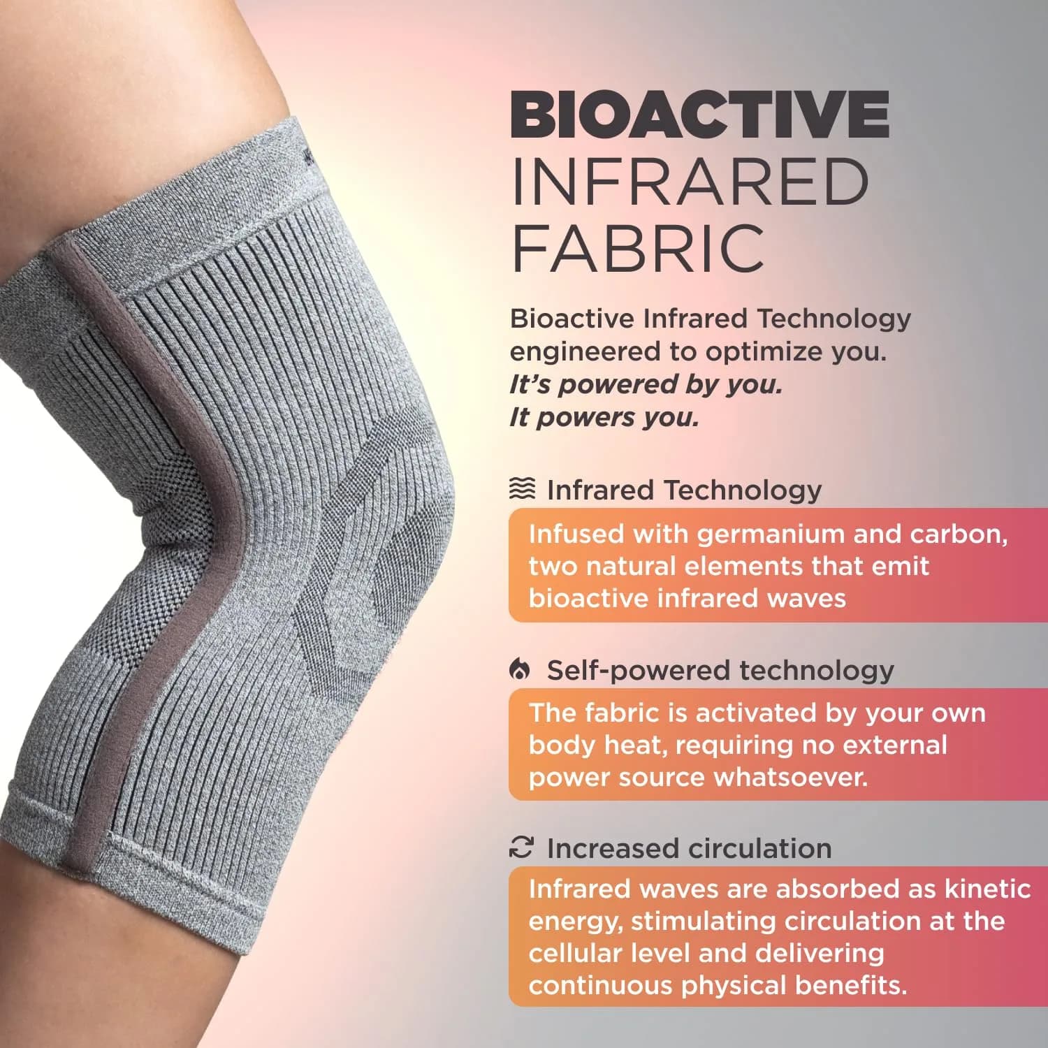Incrediwear Knee Sleeve - Medium Grey | Scientifically Proven Circulation & Pain Relief - view 2
