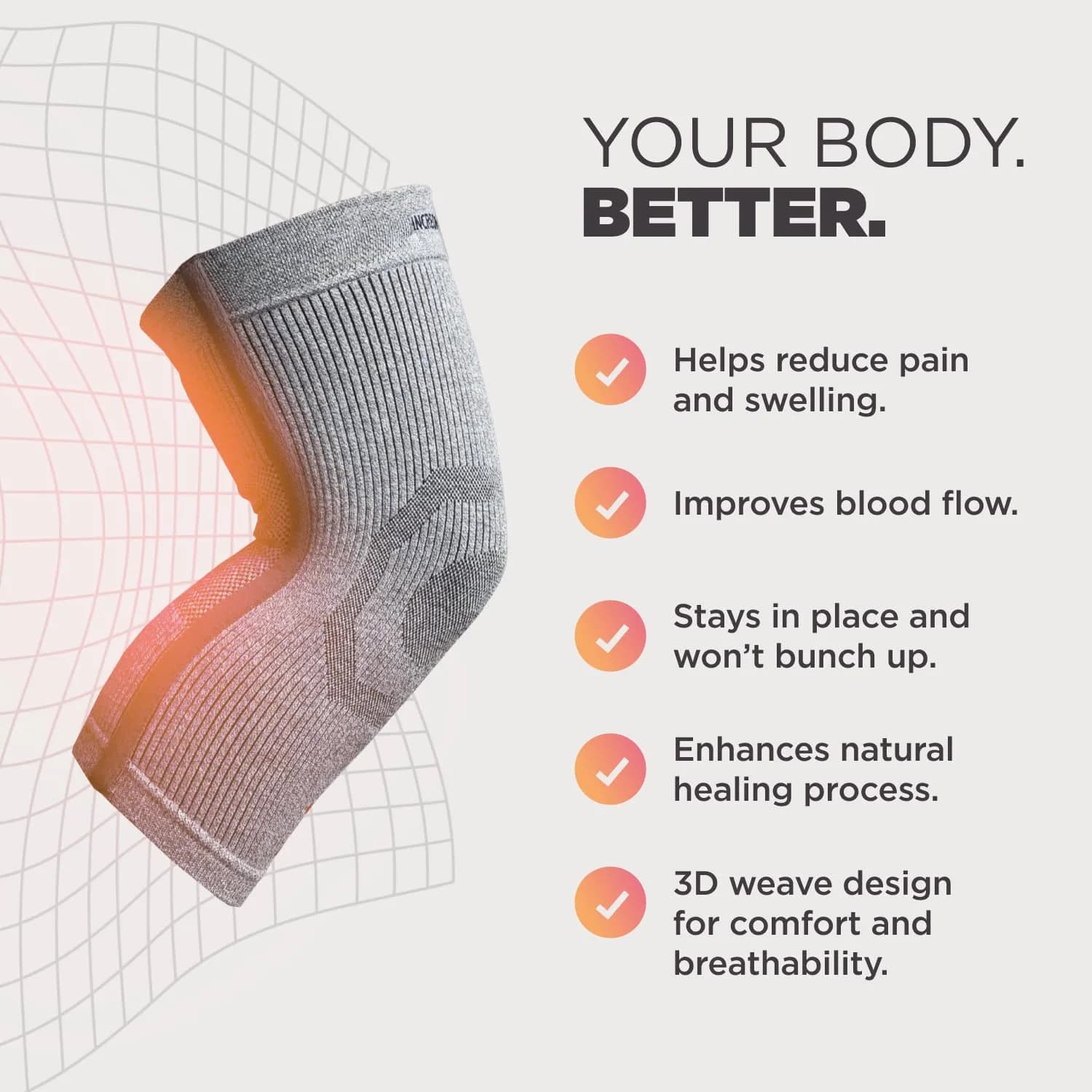 Incrediwear Knee Sleeve - Medium Grey | Scientifically Proven Circulation & Pain Relief - view 3