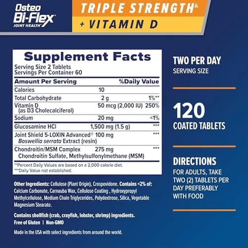 Osteo Bi-Flex Triple Strength Glucosamine Chondroitin Supplement, 120 Ct | Supports Joint Comfort & Mobility thumbnail 2