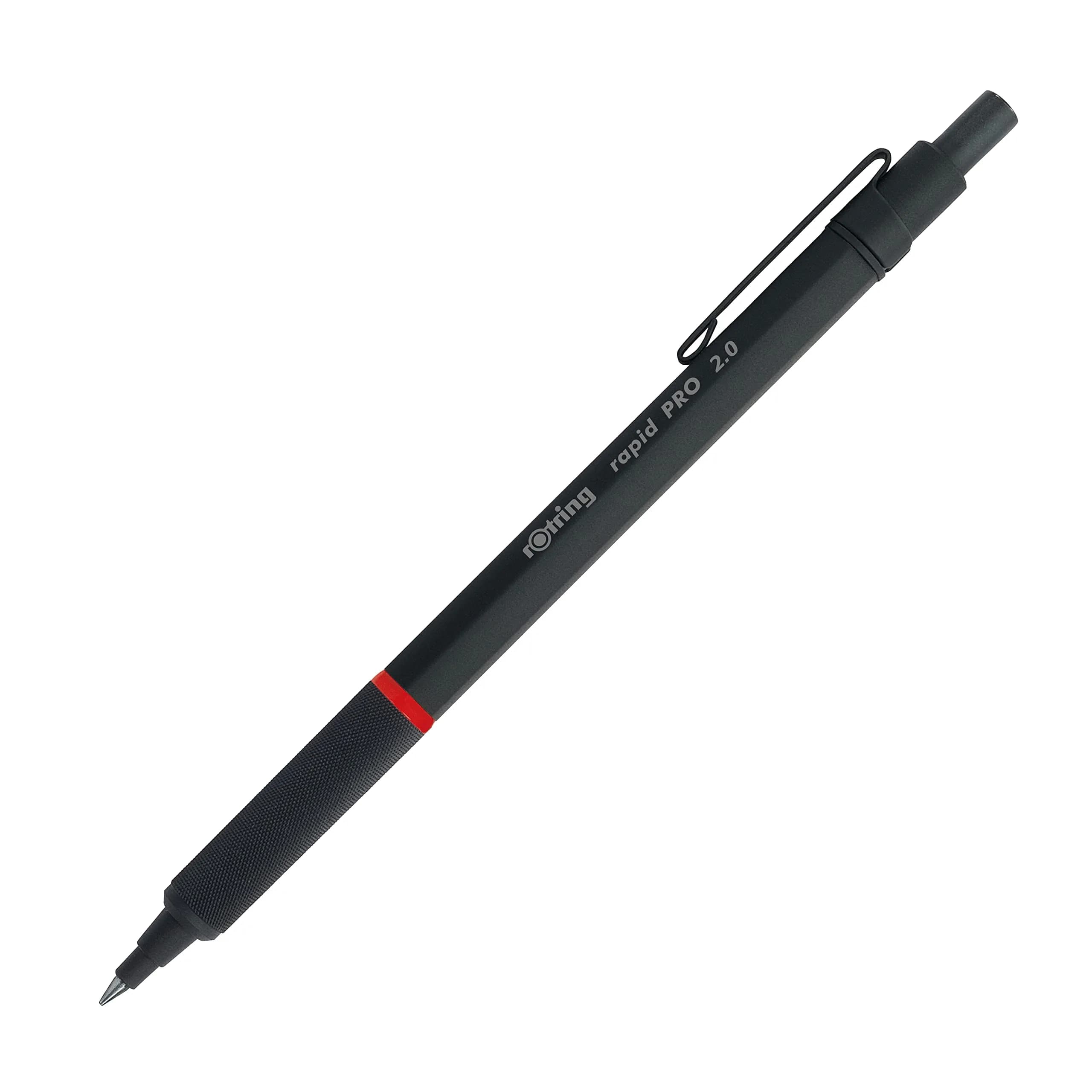 rOtring Rapid Pro Mechanical Pencil 2.0 mm Matte Black | Full Metal Body, Non-Slip Grip, Built-in Sharpener