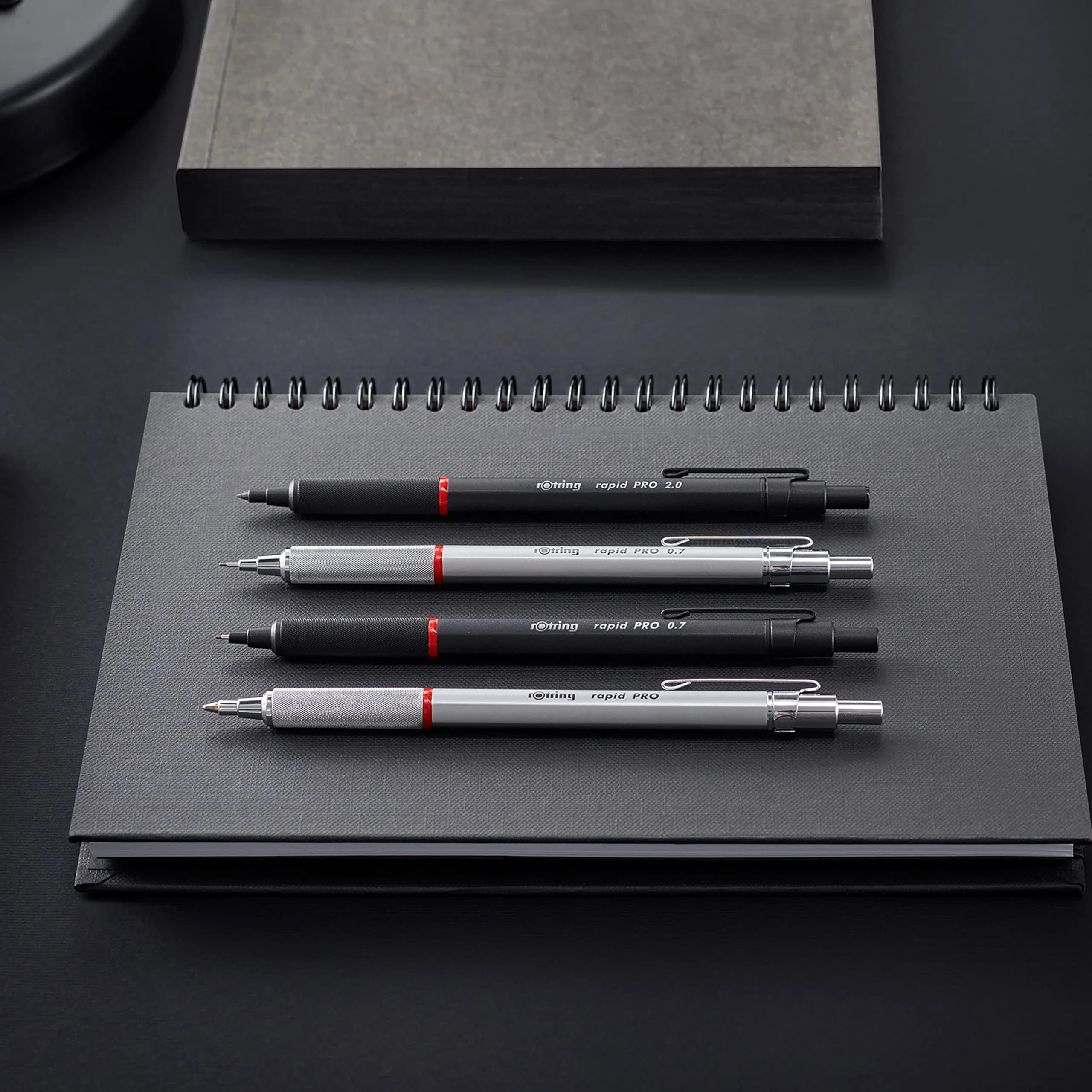 rOtring Rapid Pro Mechanical Pencil 2.0 mm Matte Black | Full Metal Body, Non-Slip Grip, Built-in Sharpener - view 6