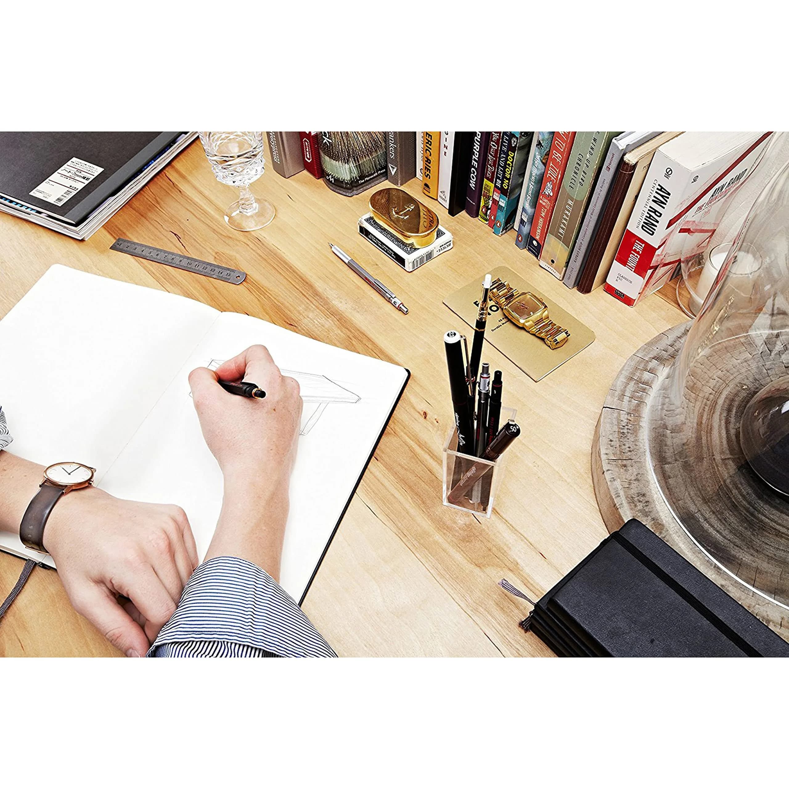 rOtring Rapid Pro Mechanical Pencil 2.0 mm Matte Black | Full Metal Body, Non-Slip Grip, Built-in Sharpener - view 8