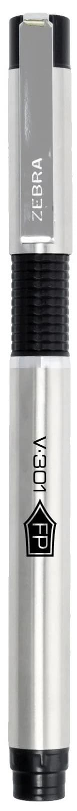 Zebra Pen V-301 Fountain Pen, Stainless Steel Barrel, Fine Point 0.7mm, Black Ink, 1-Pack with Refill | Smooth Ink Flow for Everyday Writing - view 3