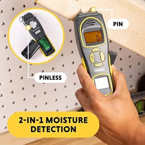 General Tools MMH800 Pin/Pinless Moisture Meter with Temp & Humidity | Accurate Mold Detection in Home thumbnail 2