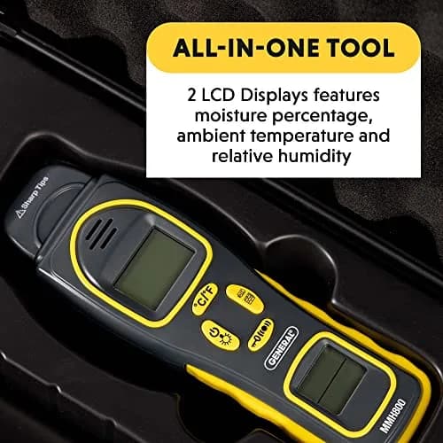General Tools MMH800 Pin/Pinless Moisture Meter with Temp & Humidity | Accurate Mold Detection in Home thumbnail 4