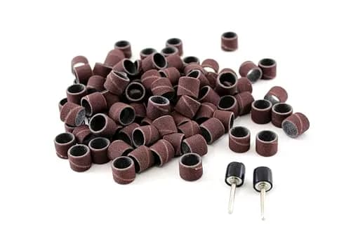 TEMO 100-Piece 1/2" (12.7mm) Grit 60 Coarse Sand Drum Set with 2x 1/8" (3.175mm) Mandrels | For Wood, Plastic, Metal Sanding thumbnail 1