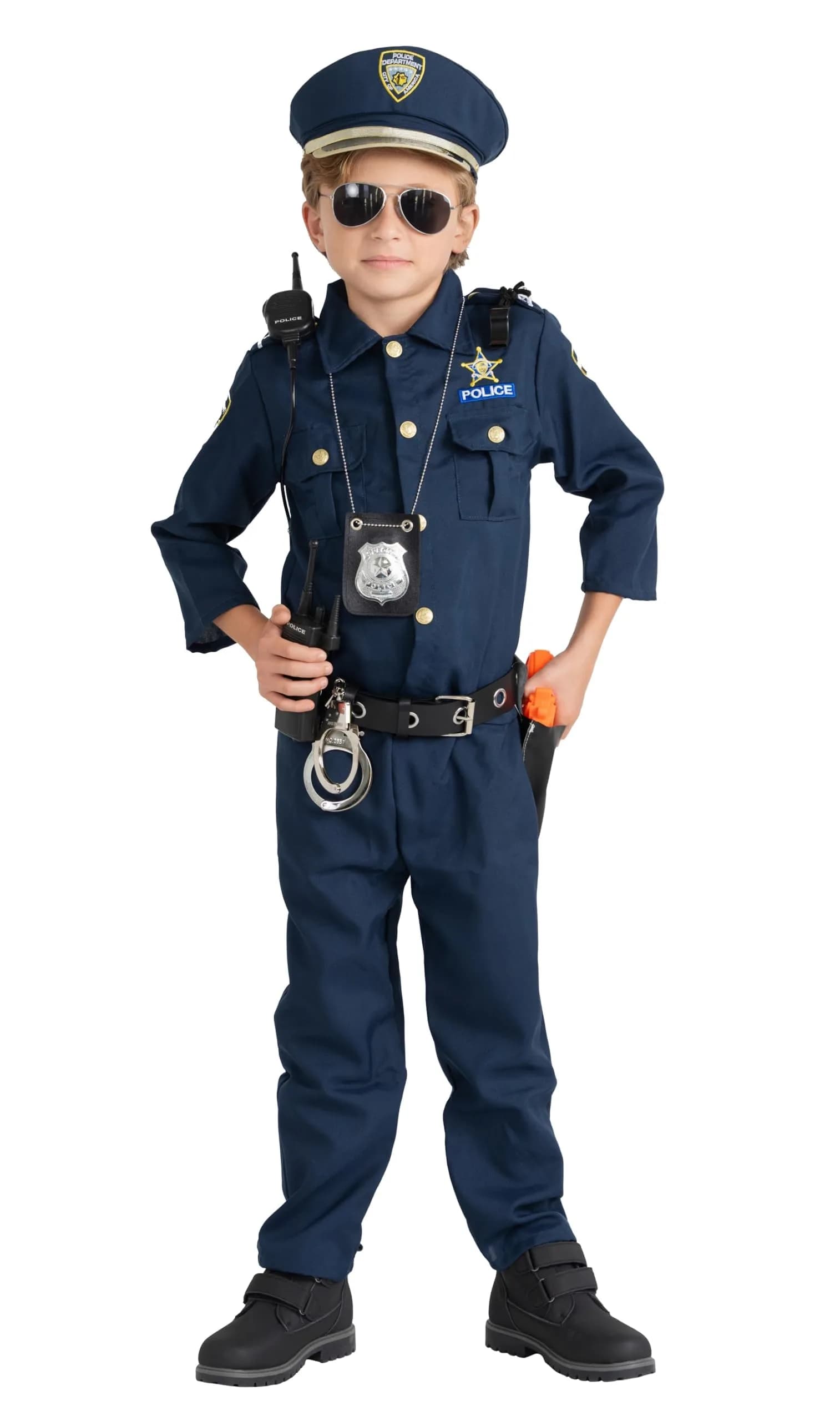Dress Up America Police Costume for Kids Small | Realistic Cop Uniform Set with 11 Accessories - main product image