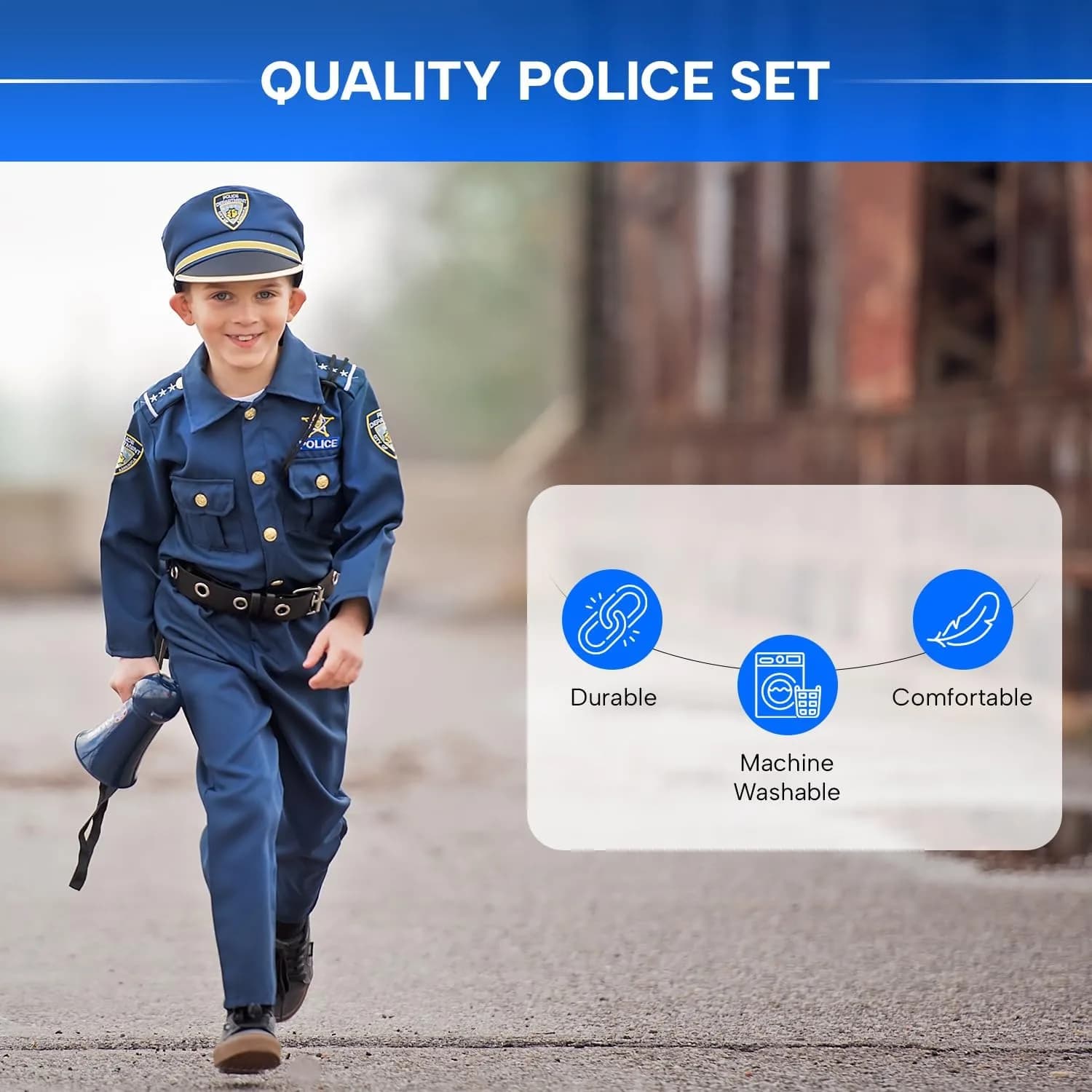 Dress Up America Police Costume for Kids Small | Realistic Cop Uniform Set with 11 Accessories - view 6