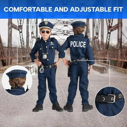 Dress Up America Police Costume for Kids Small | Realistic Cop Uniform Set with 11 Accessories thumbnail 3