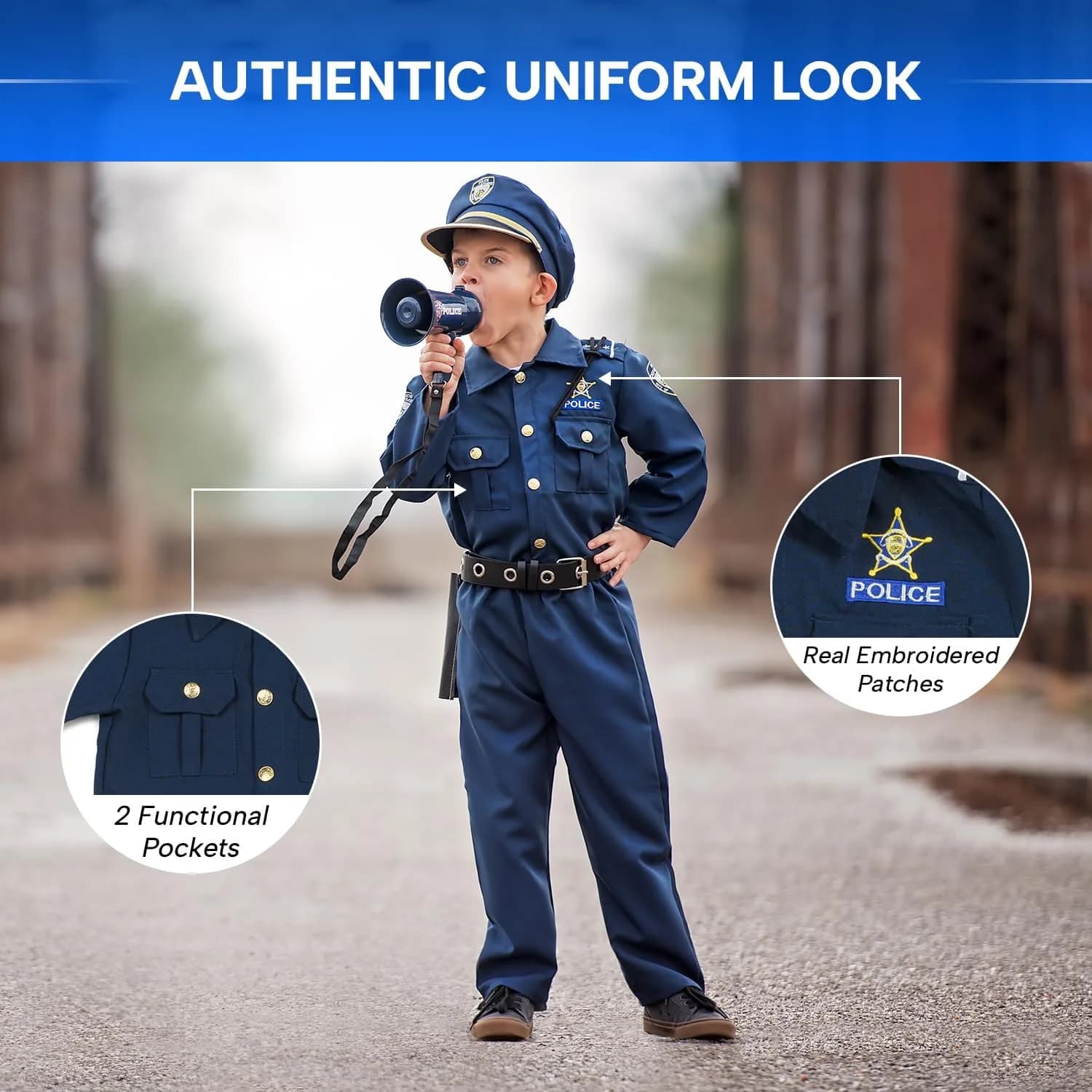 Dress Up America Police Costume for Kids Small | Realistic Cop Uniform Set with 11 Accessories - view 4