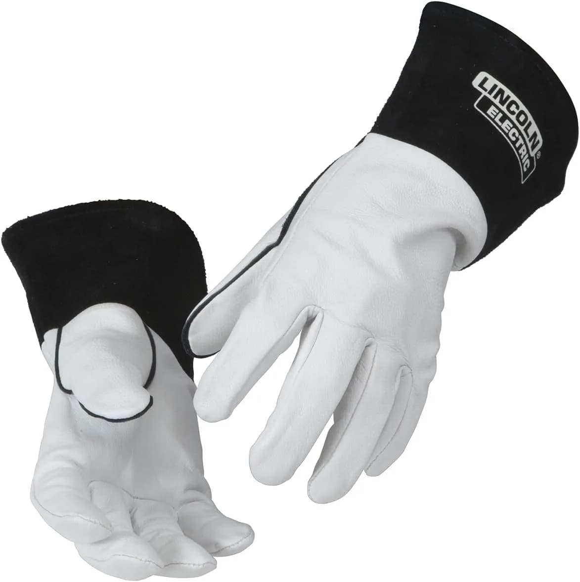 Lincoln Electric Grain Leather TIG Welding Gloves | High Dexterity XL | White/Black — White/Black