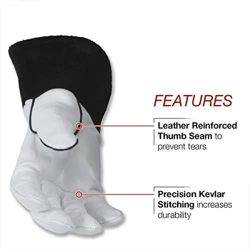 Lincoln Electric Grain Leather TIG Welding Gloves | High Dexterity XL | White/Black thumbnail 3