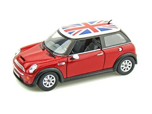 KiNSMART Mini Cooper S 5 inch 1:28 Scale Die Cast Metal Model Toy Car (Red British Flag) - main product image